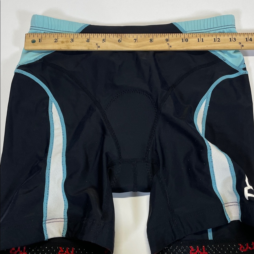 TYR Womens Padded Cycling Shorts Black Blue Bike Shorts Size Large - Picture 6 of 9